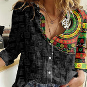 Denim Style Long Sleeve Lapel Shirt 3D Digital Printing