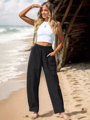 New Spring & Summer Wide Leg Pants for Women - Elastic Waist Casual Vacation Style