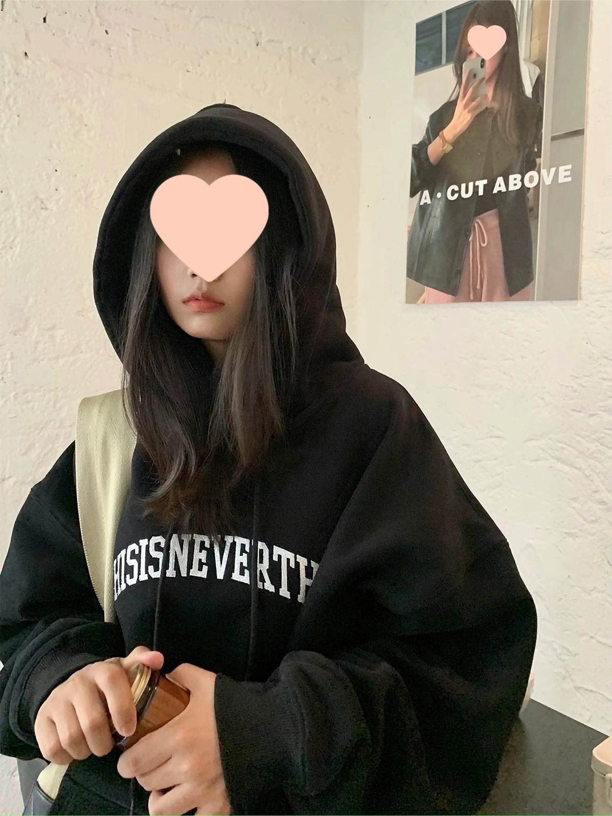 Retro Letter Print Women's Lightweight Loose Hooded Sweatshirt