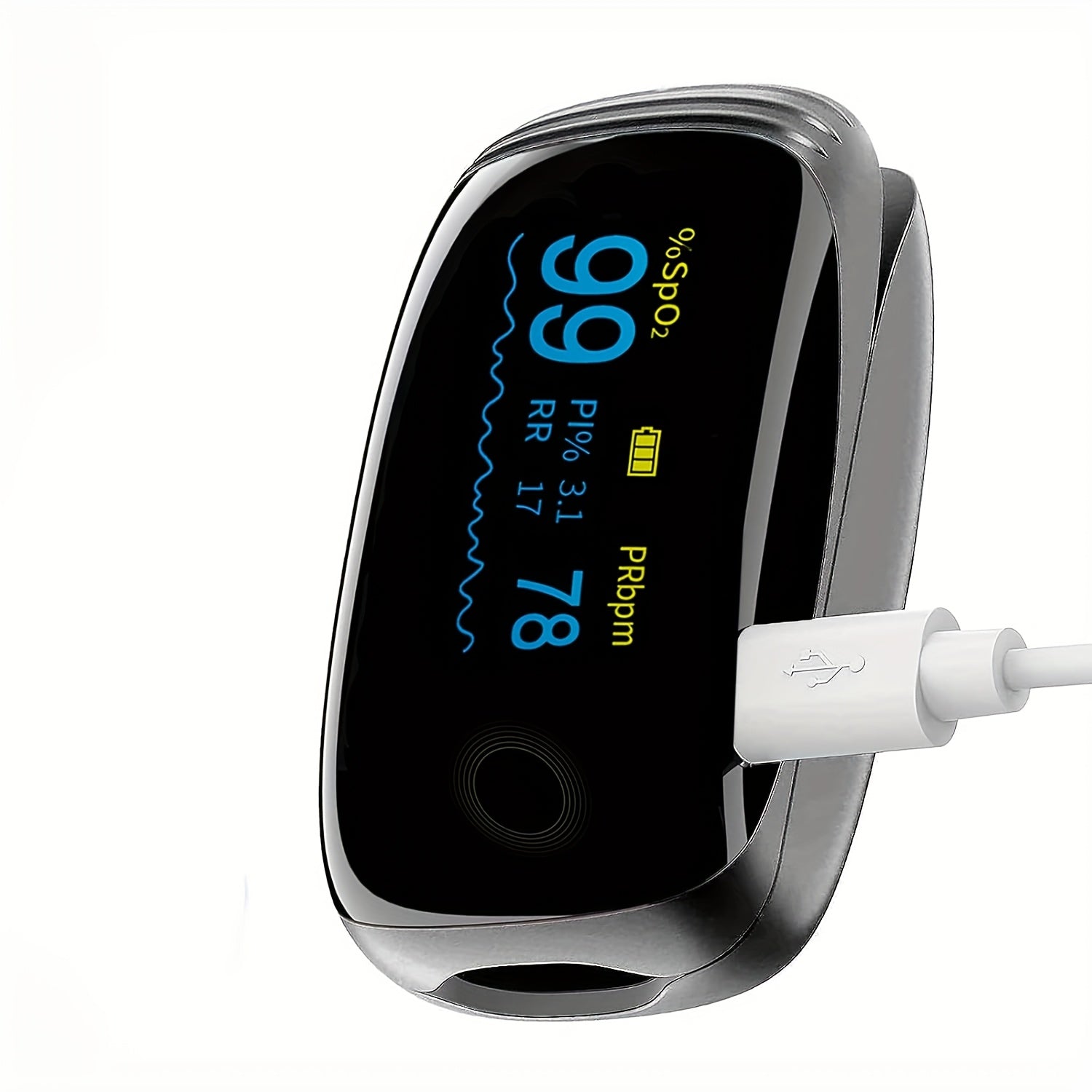 Rechargeable Fingertip Pulse Oximeter with OLED Display – Black