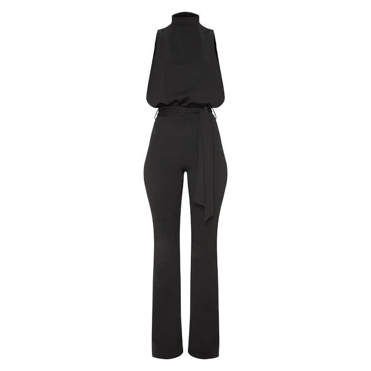 Sleeveless Waist-Cinching Elegant Jumpsuit