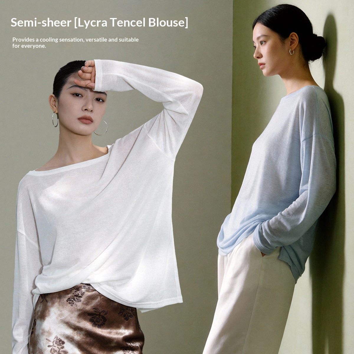Tencel Sun-protective Tunic Loose Fit With Dropped Shoulders Casual And Slimming Slightly Sheer And Lightweight