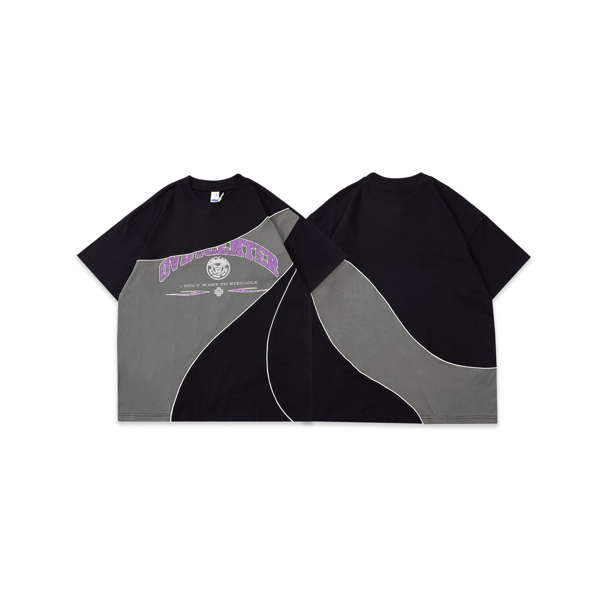 Retro Colorblock Drop-Shoulder Short Sleeve Tee