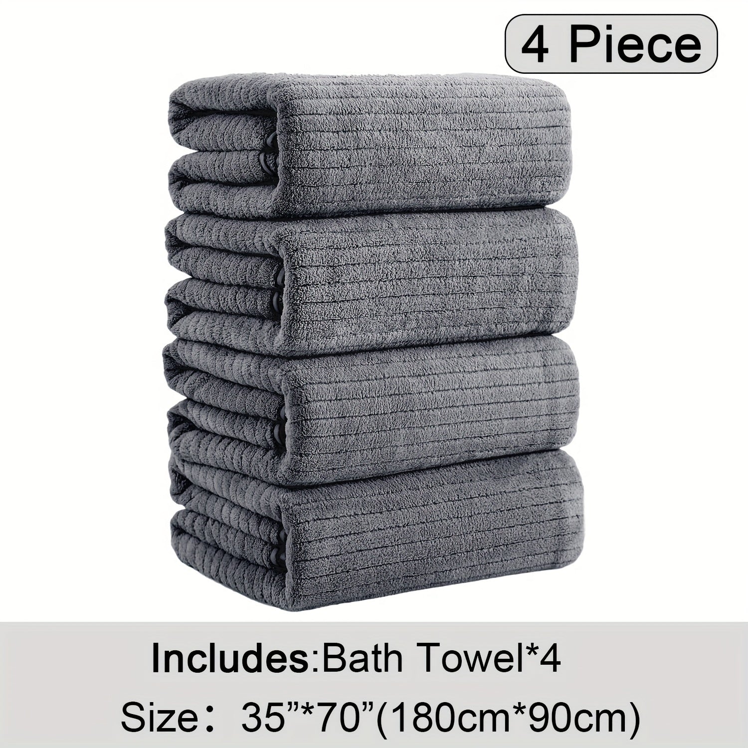 4-Piece Extra Large Microfiber Bath Towel Set, 35" x 70"