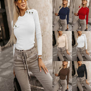 Slim-Fit Knitted Long-Sleeve Top – Elegant Patchwork Design