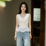 Womens Early Spring New Arrival Back-Zip Lace-Up Sleeveless Vest