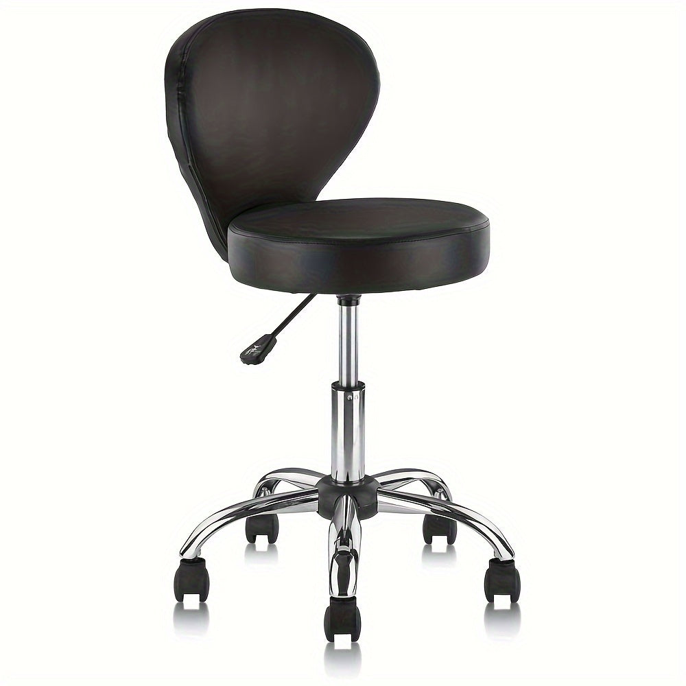 PVC Swivel Open-Back Chair with Adjustable Height, 22" Diameter, Metal Frame, Sponge-Filled Upholstery and Casters