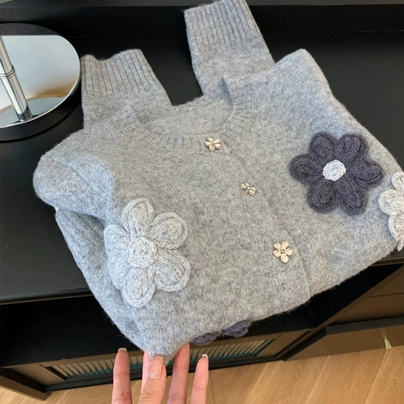 Women's Korean-style Flower Loose Sweater Autumn and Winter