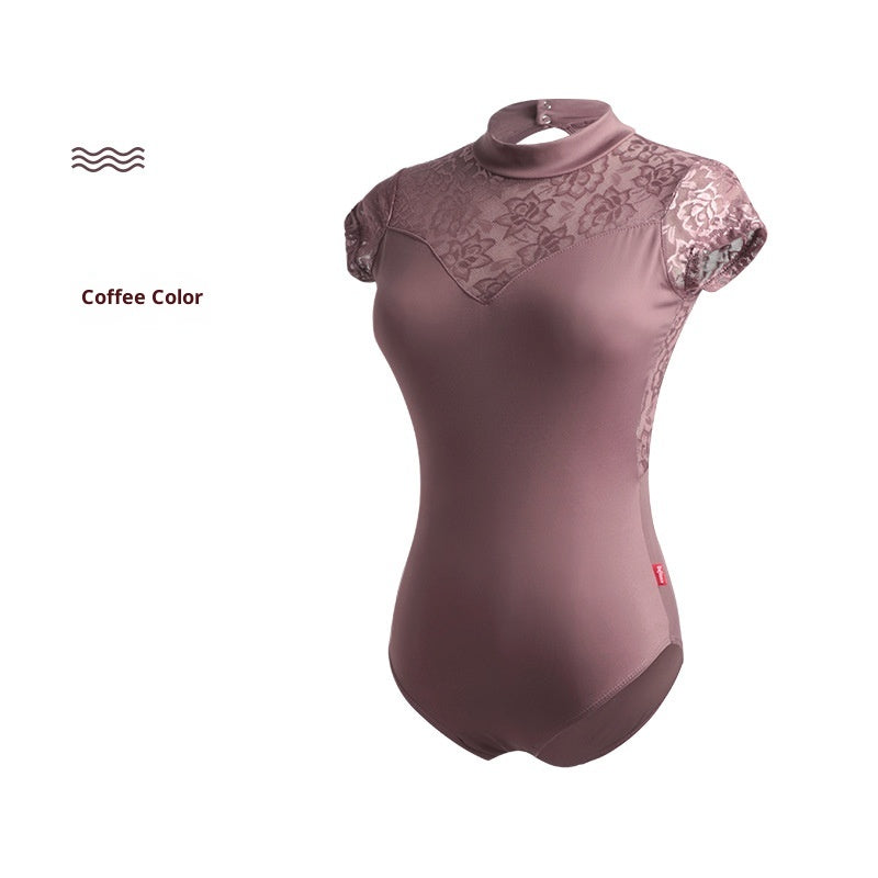 Women's Lace Stand Collar Ballet Leotard for Dance & Practice