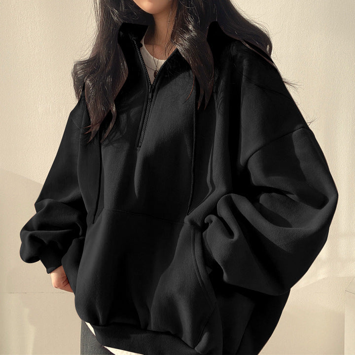 Women's Fleece-Lined Zip Hoodie Pullover Sweater