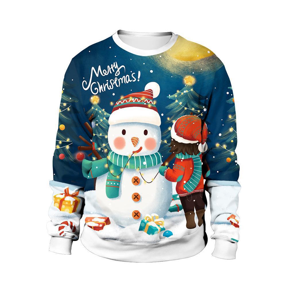 Festive 3D Print Christmas Couple Sweater