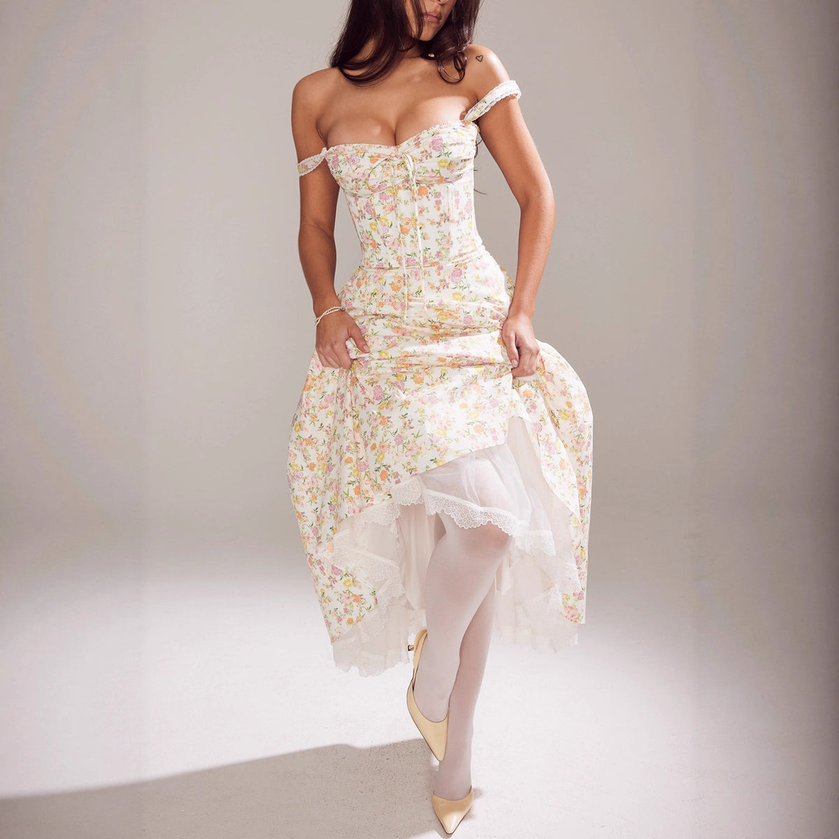 Floral Print Spaghetti Strap Midi Dress