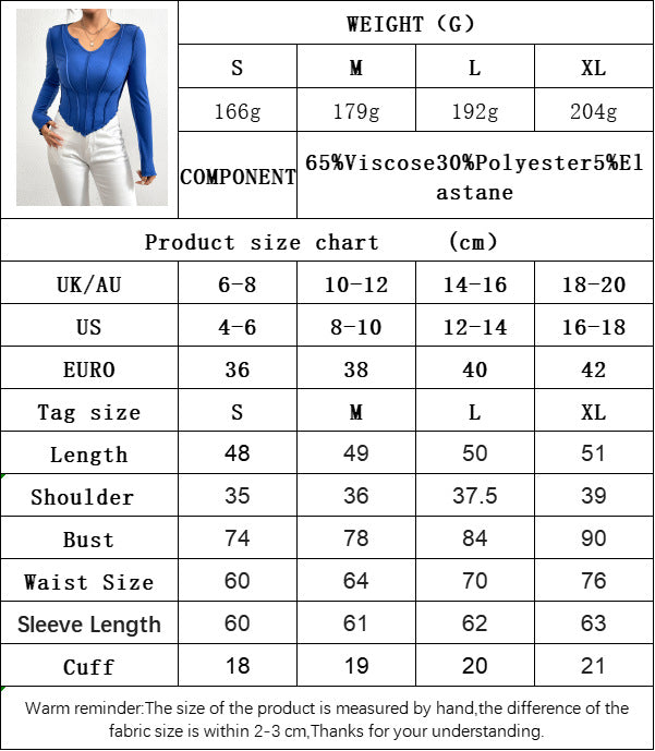 V-Neck Irregular Knit Long Sleeve Top
