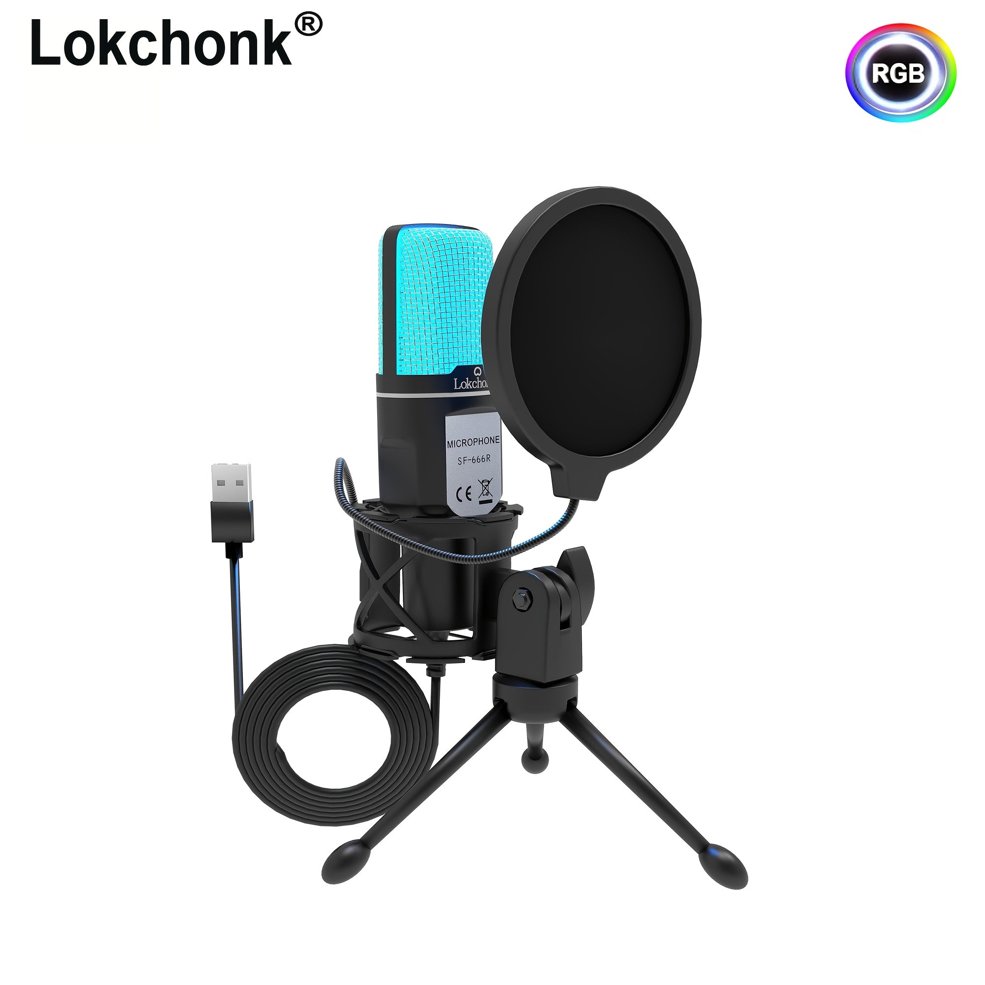 Professional USB Condenser Microphone with Stand and Pop Filter