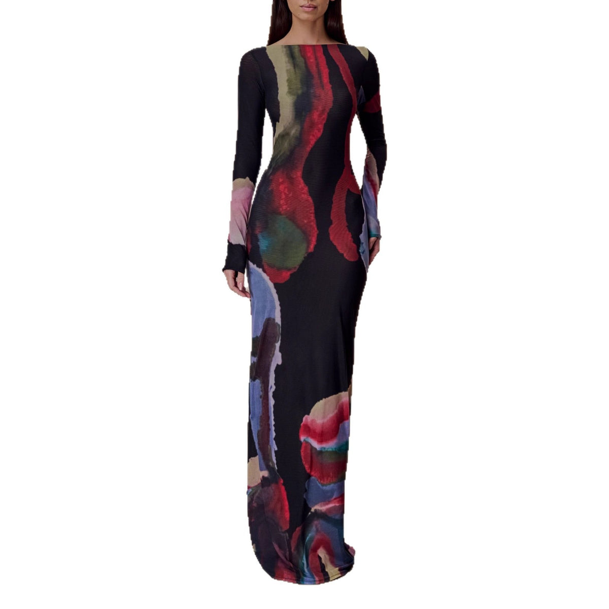Elegant Off-Shoulder Tie-Dye A-Line Dress