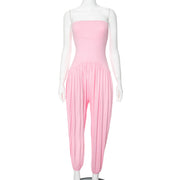 Casual Solid-Color Open-Back Summer Jumpsuit