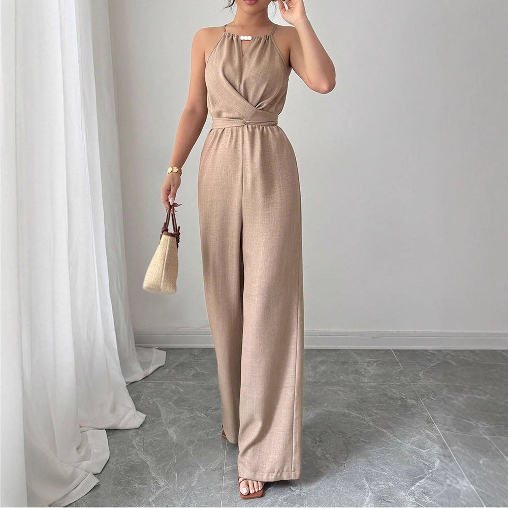 Chic Halter Neck High Waist Tie-Up Jumpsuit