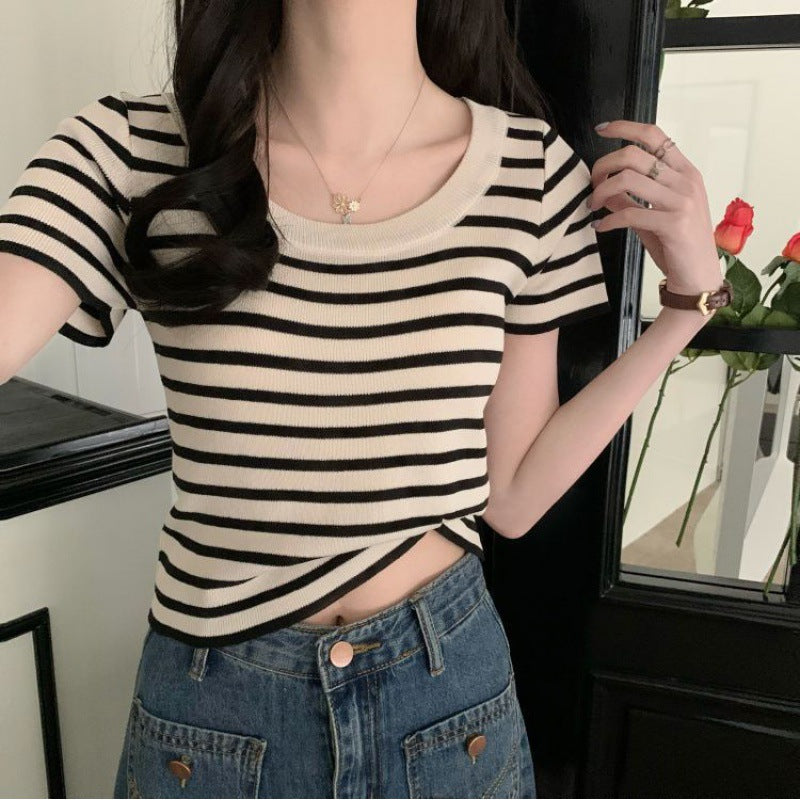 Casual Slim-Fit Striped Short-Sleeve Tee