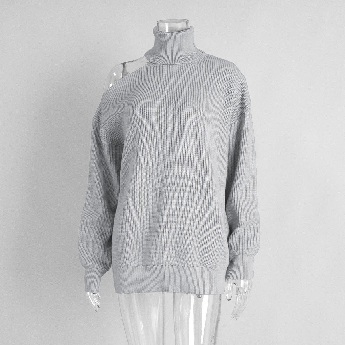 Fashion Pullover Knitting Turtleneck Off-the-shoulder Sweater