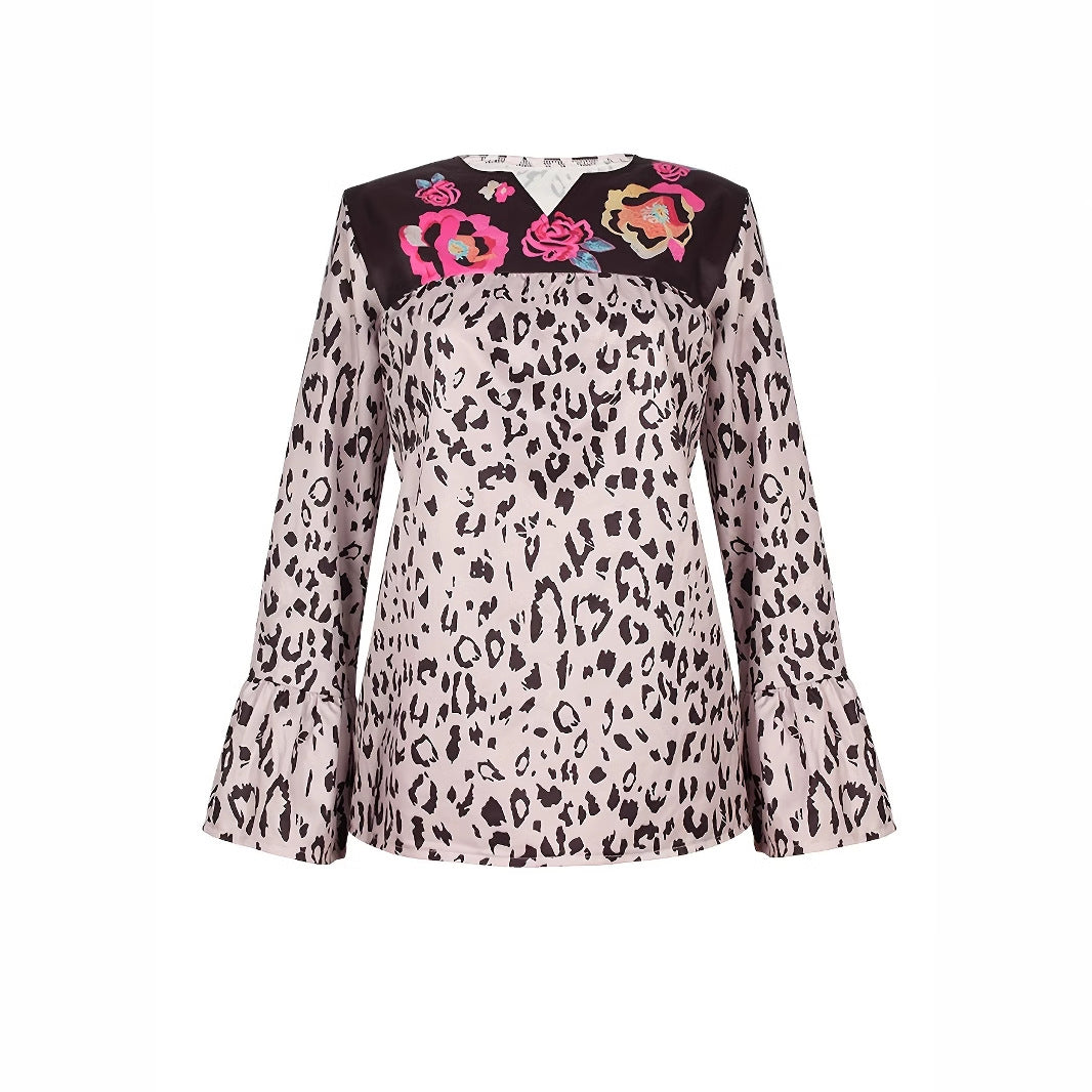 V-neck Long-sleeved Chiffon Top