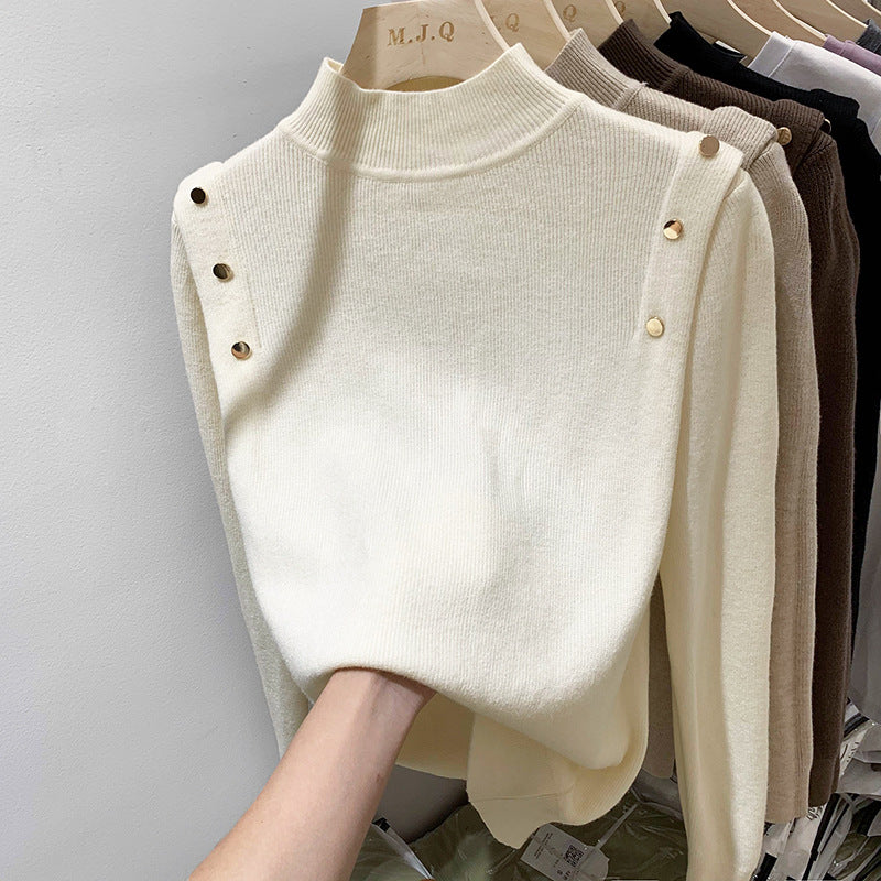 Thickened Half-high Collar Sweater Pullover Long Sleeve Knitted Bottoming Shirt