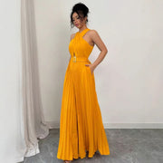 Chic French Halter Wide-Leg Jumpsuit