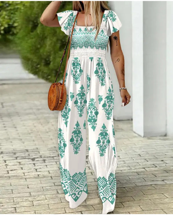 Women's Printed Wide-Leg Jumpsuit
