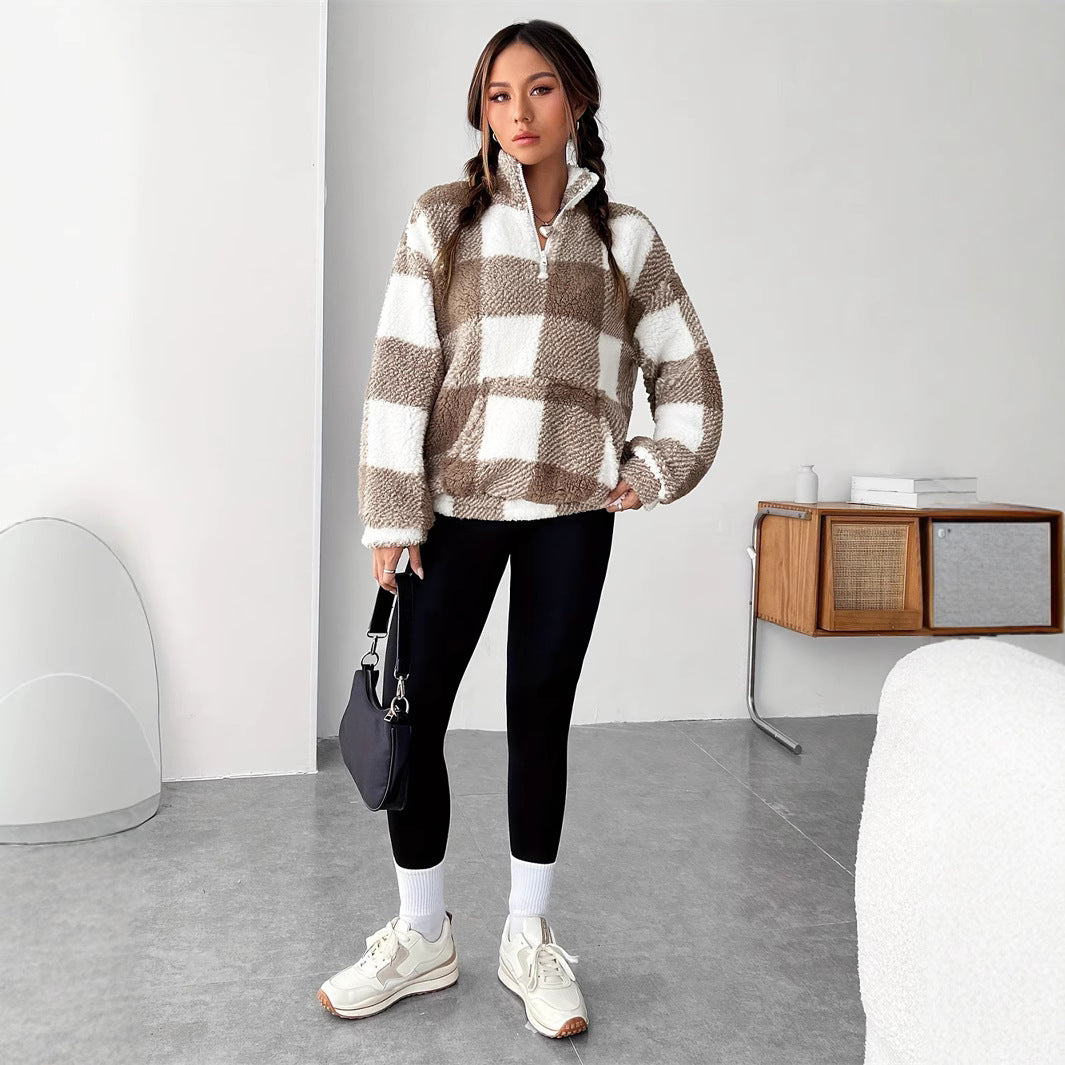 Cozy Plush Striped Casual Women's Sweater