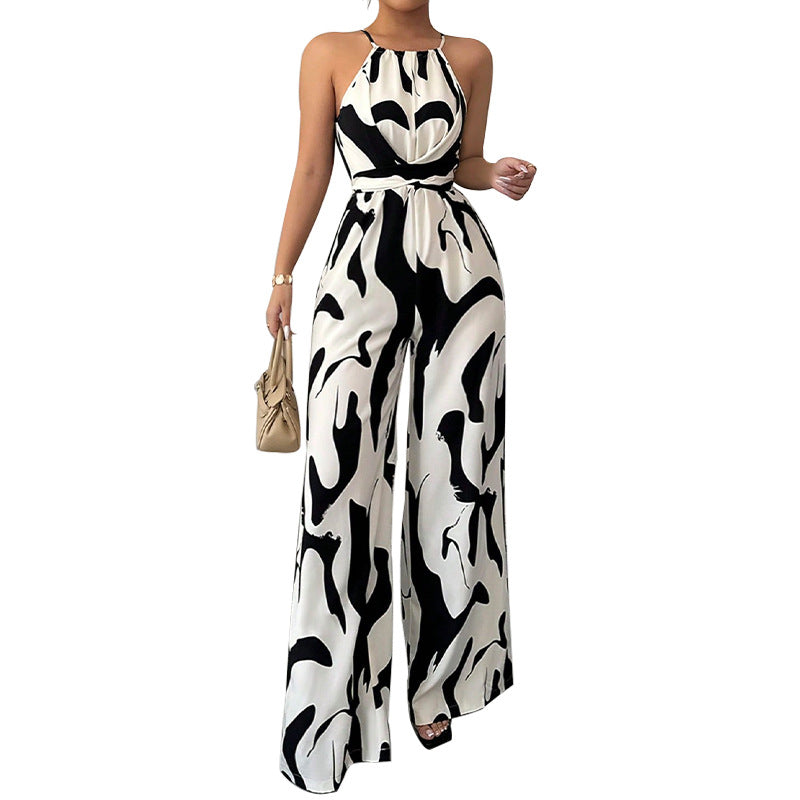 Bold Zebra Print Suspender Jumpsuit for Women