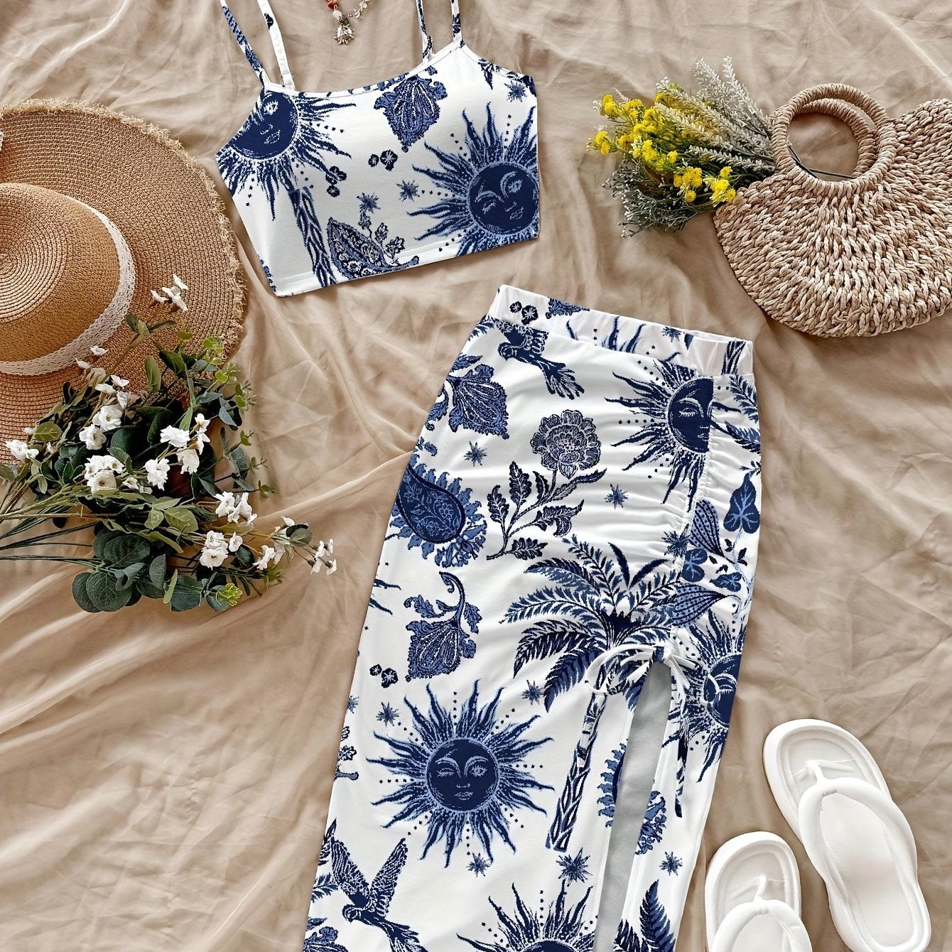 Floral Camisole and Skirt Set