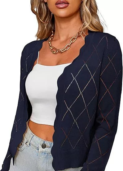 Spring and Autumn Long Sleeved Knitted Cardigan Coat Unique and Unique Bottom Coat Women's Interior Top