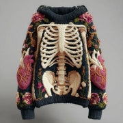 Womens Halloween Top Crew-neck Sweater with Faux Fur Details