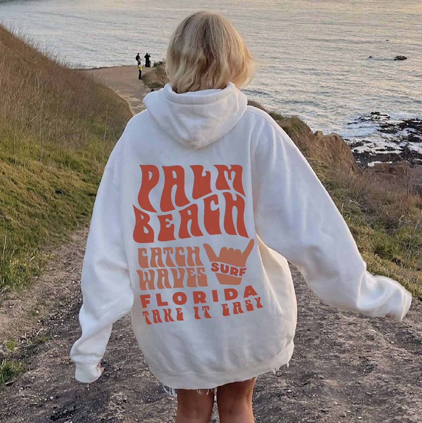 Letter Print Loose Hooded Sweatshirt Pullover