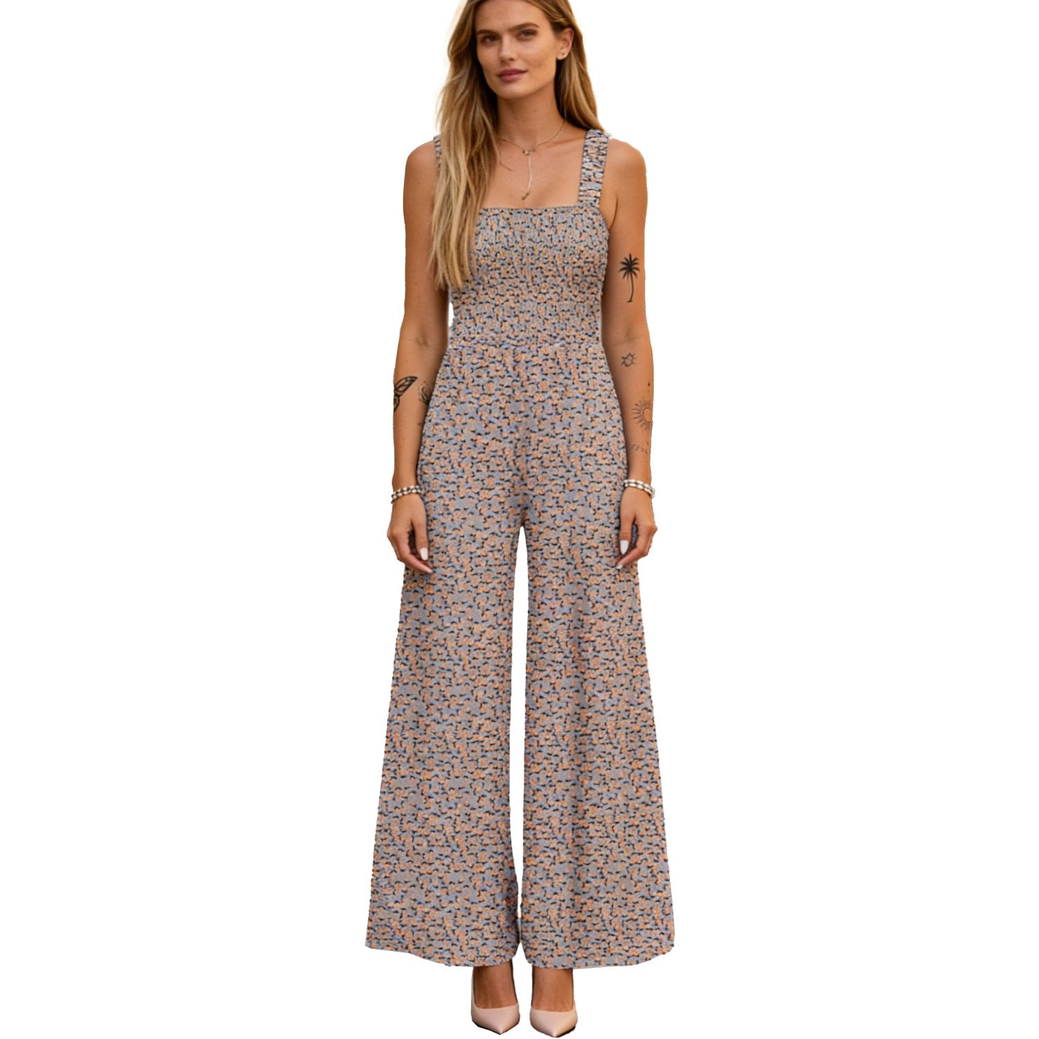 Women's Strappy Loose Printed Jumpsuit