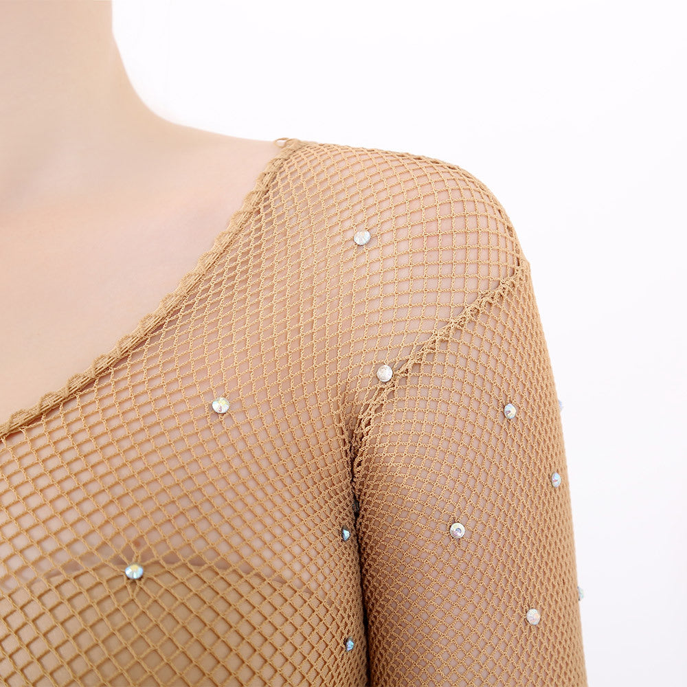 Sparkling Rhinestone Mesh Bodystocking for Women