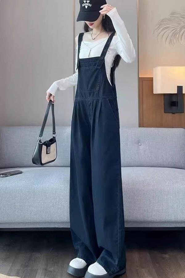 Vintage Wide-Leg Denim Workwear Jumpsuit