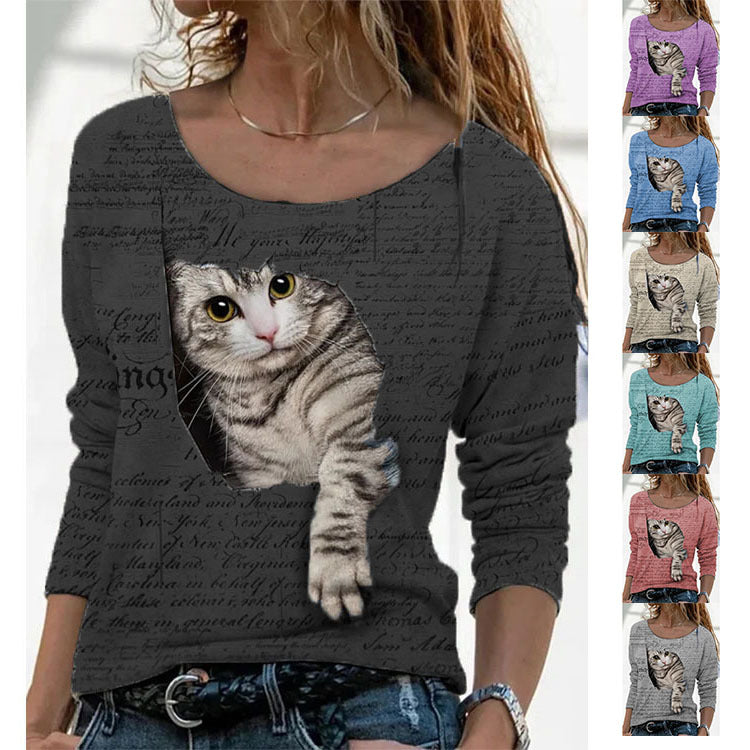 Women's Chic Animal Print Long Sleeve T-Shirt