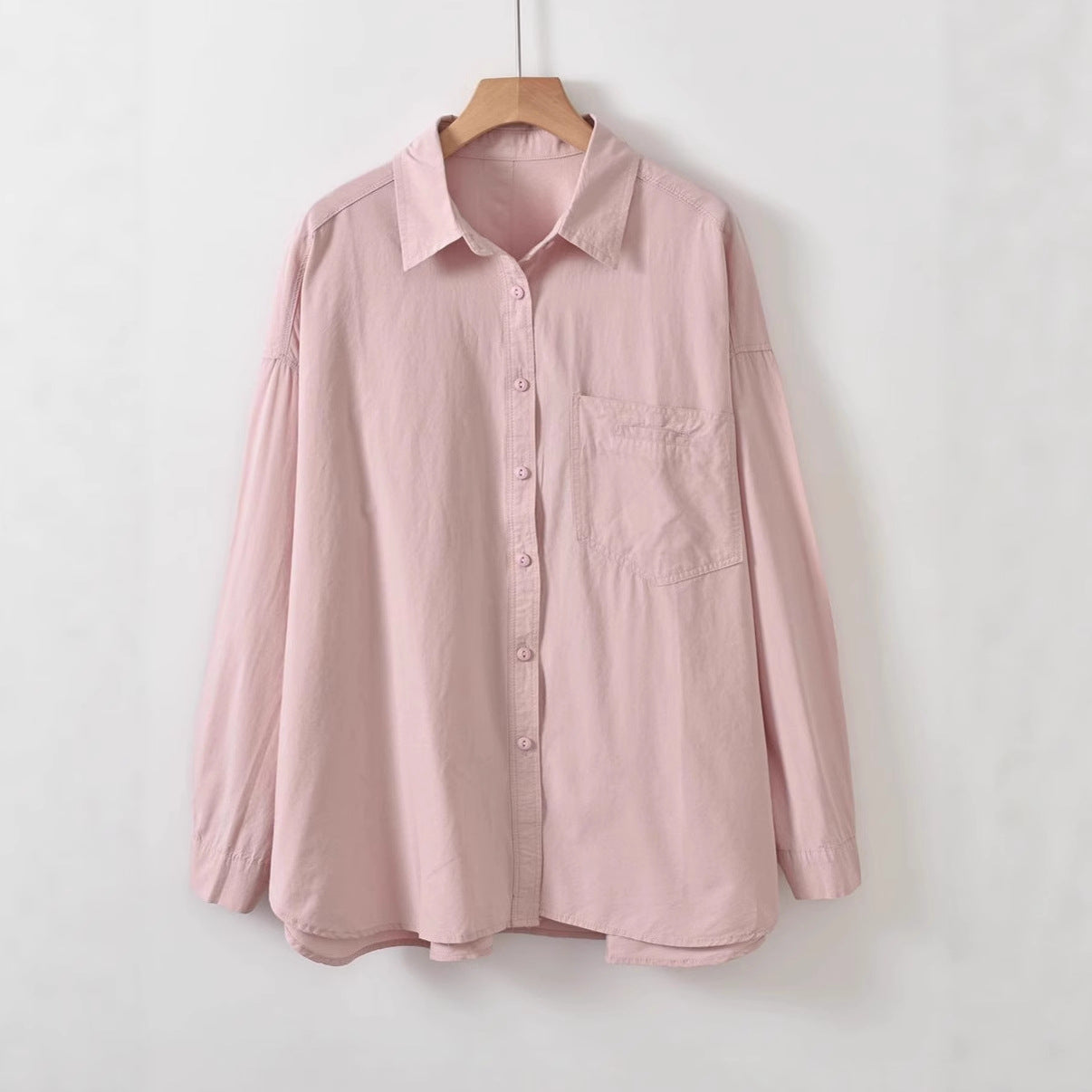 Pure Cotton Long-sleeve Shirt Womens Loose-fitting Casual All-match Style