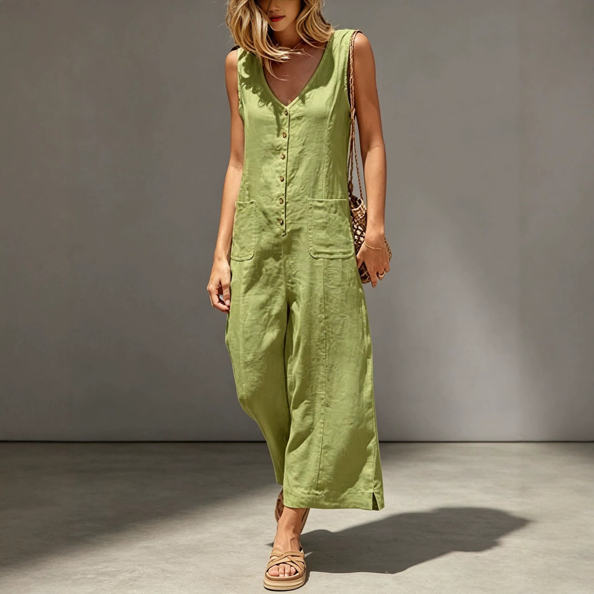 Women's Sleeveless Wide-Leg Casual Jumpsuit