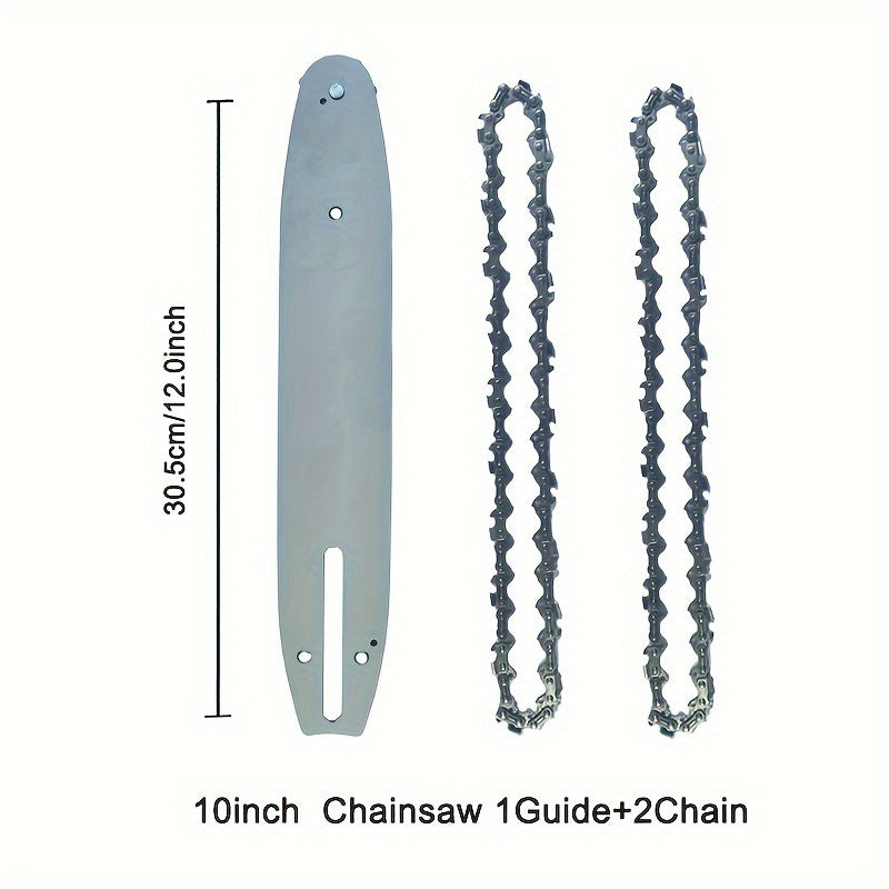 Chain Saw Repair Kit – Guide Plate with Two 10-12 in Chains, 3/8 in Pitch, Alloy Construction, Fits 25 cc–25.5 cc Single-Hand Chainsaws