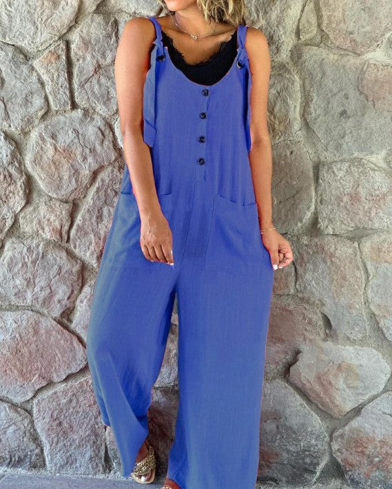 Fashion Casual Button Suspender Pants For Women