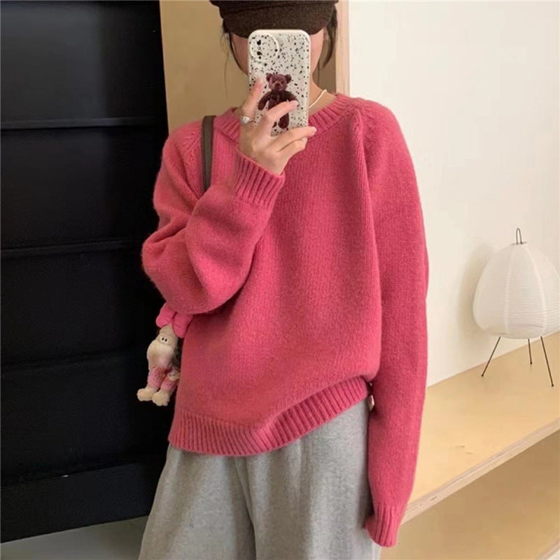 Candy Color Pullover Slimming Sweater Bottoming