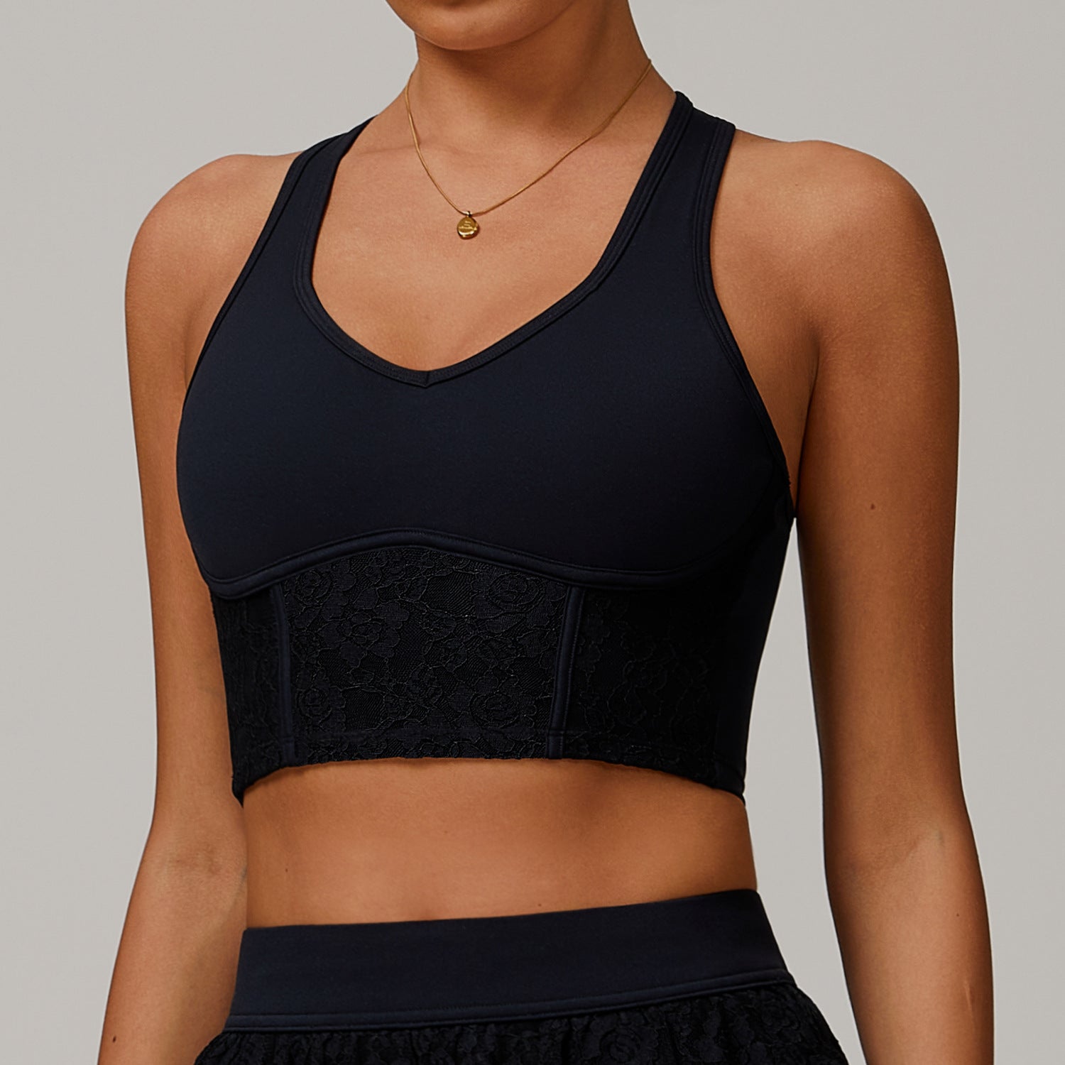 Lace Nude Feel Yoga Vest Mesh Breathable Beauty Back Exercise Underwear