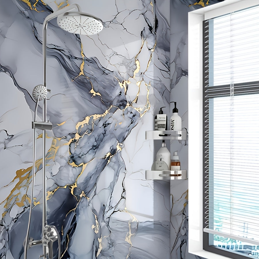 Self-adhesive imitation marble wall stickers for quick room refresh