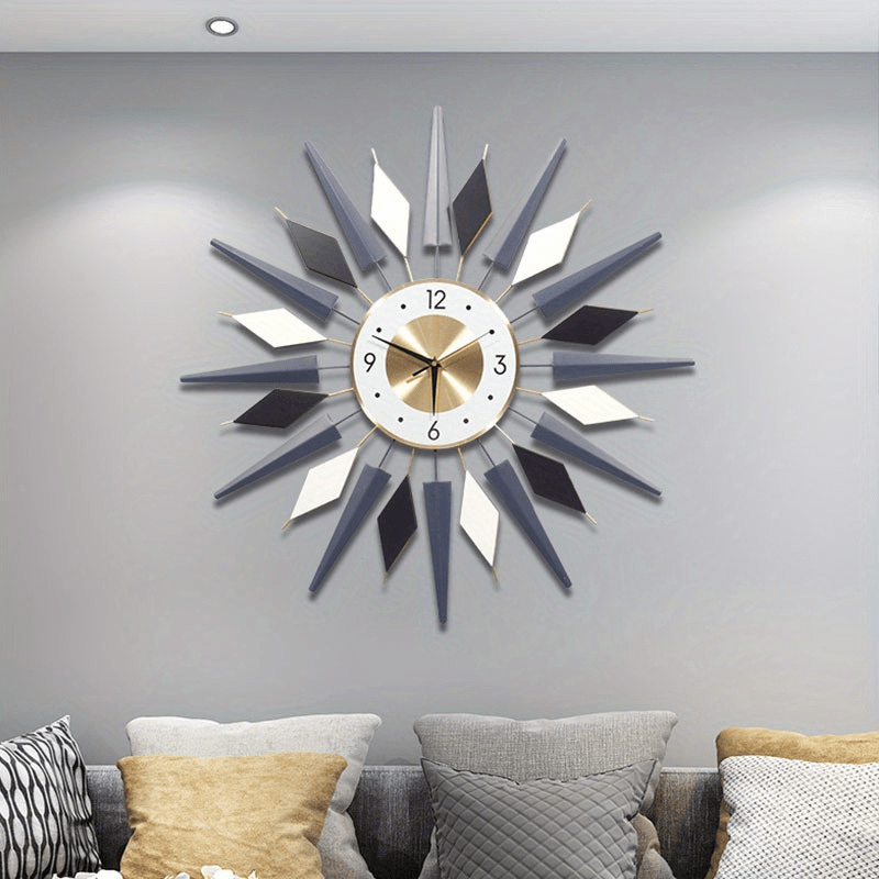 Simple Geometric Metal Silent Wall Clock, Modern Light Luxury Fashion Living Room Clock Creative Decorative Clock Wall Hanging Modern Home Wall Clock, Handmade Suitable for Living Room, Kitchen, Office, Bedroom - Minimalist Home Decorati