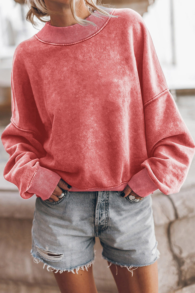 Cozy Solid Color Loose Crew Neck Casual Sweater