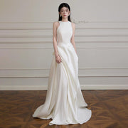 Strapless Satin Wedding Dress for Women - Chic and Luxe French Style
