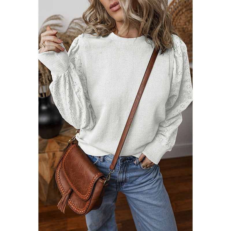 Textured Patchwork Long Sleeve Pullover
