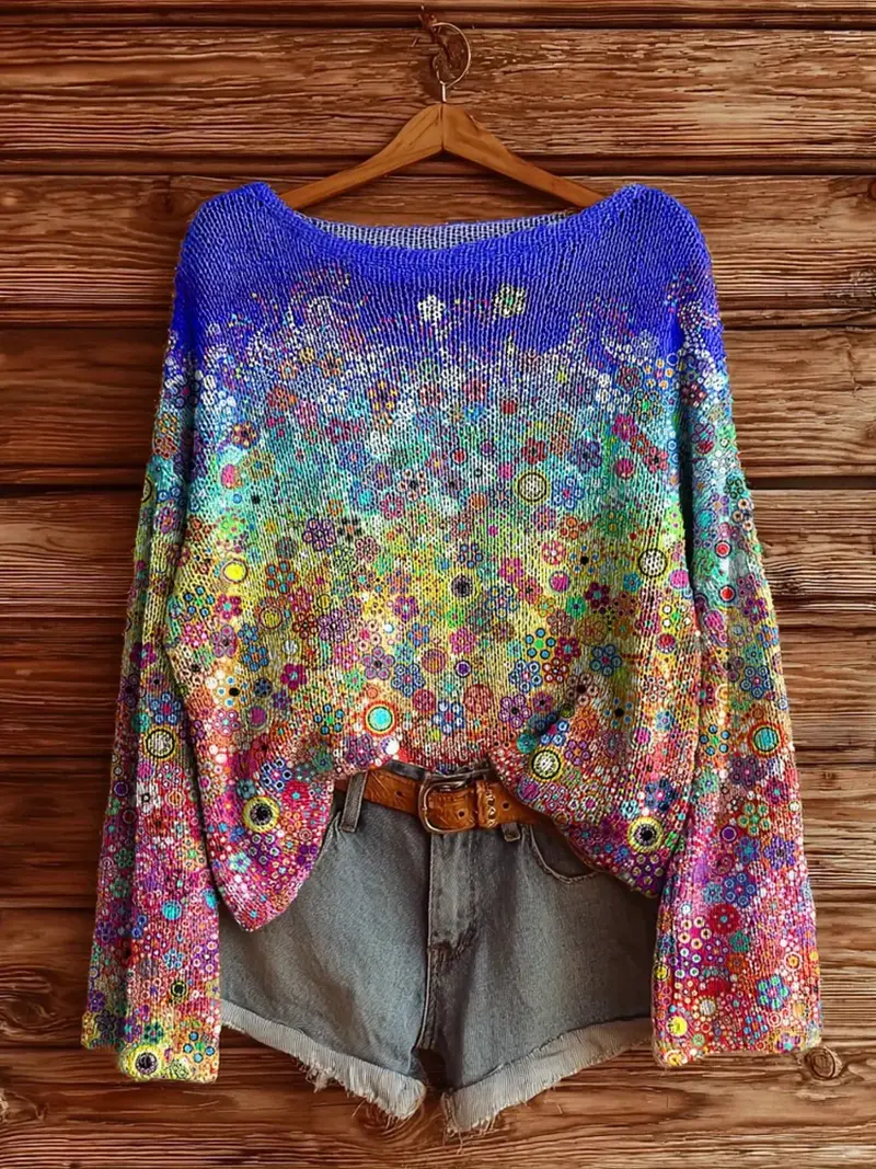 Oversized Loose Long Sleeve Pullover Women's Comfortable Sweater, Casual Long Sleeve Sweater