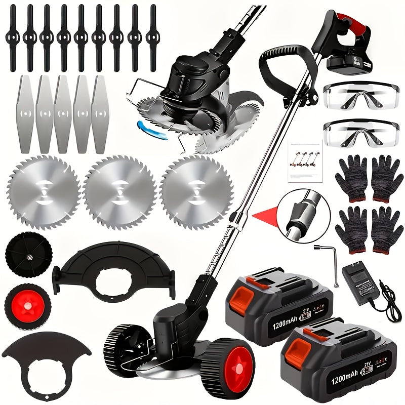 Portable Home Cordless Electric Lawn Mower, Yard Weeder/Cordless Lawn Mower With 3 Blade Sizes And Two High-Capacity Lithium-ion Batteries, Strong Power, Lots Of Freebies, Suitable For Lawn, Yard...